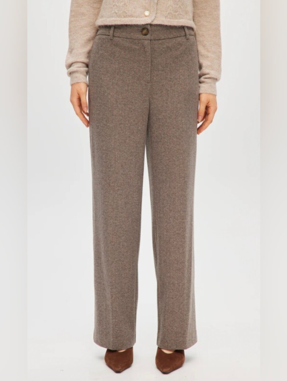 Taupe Brushed Straight Leg Pant